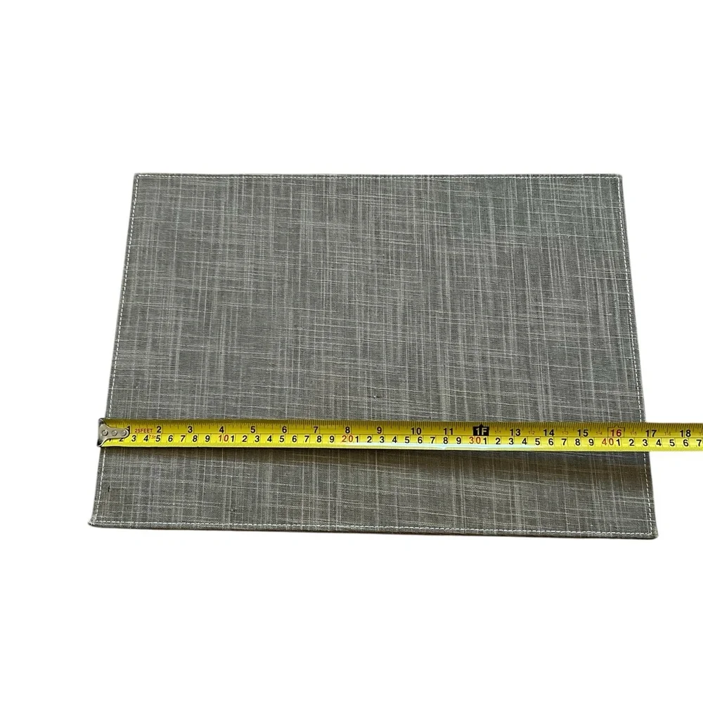 The Container Store Gray Linen Fabric Storage Box Label Holder Organizer